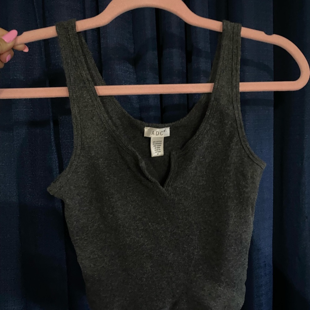 Dark gray crop top with slit